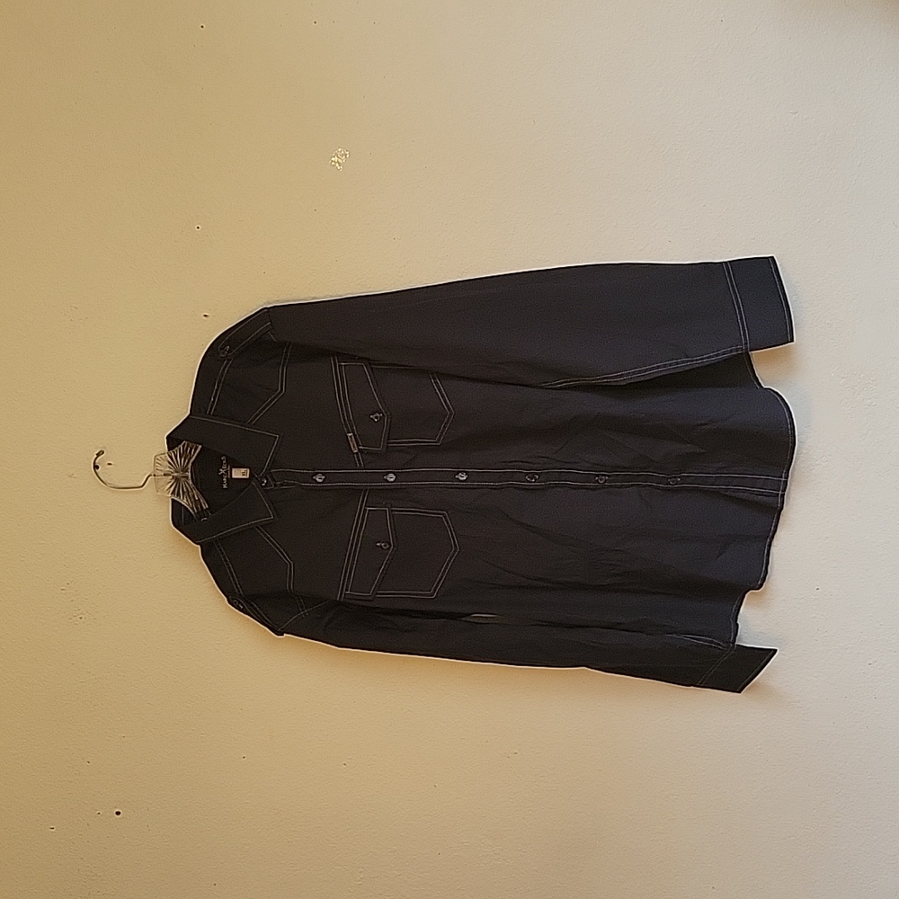 NEW MARC Ecko buttons down long sleeves shirt size XL Color dark  navy - Picture 3 of 16